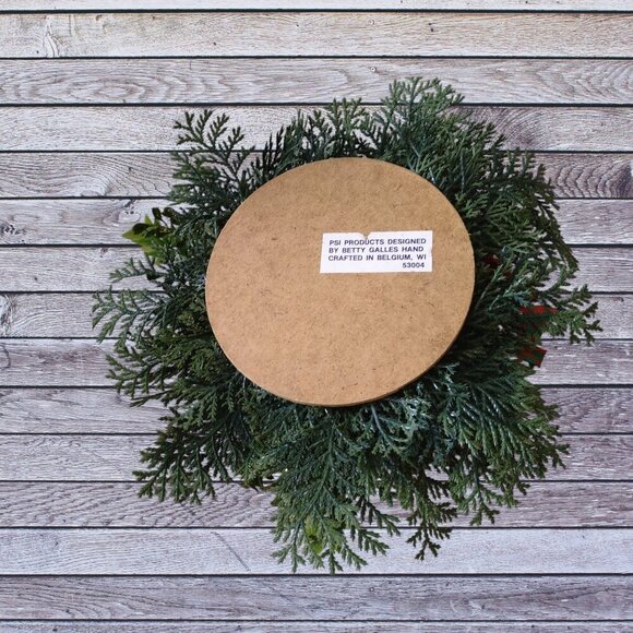 Vintage Christmas Plastic  Centerpiece Candle Holder Pine Greenery Bows CB3 - Picture 5 of 6